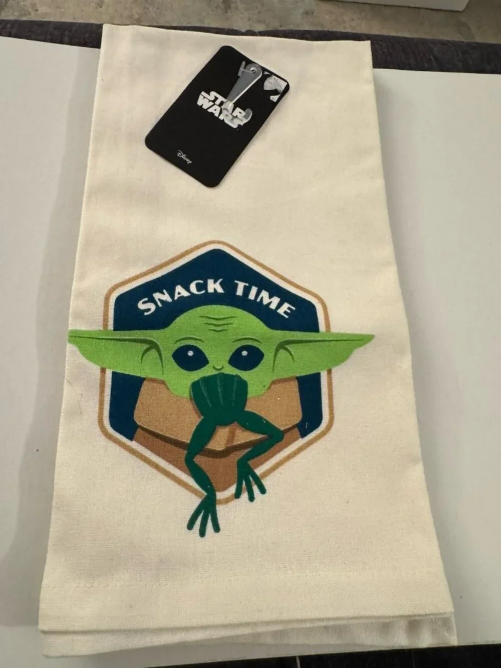 Disney Star Wars Mandalorian Grogu Baby Yoda Snack Time Kitchen Towel New X11